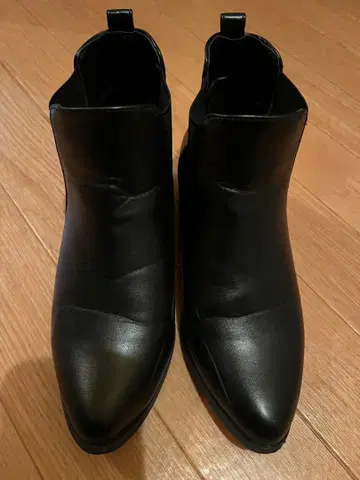 블랙 사이드 고어 부츠 낮은 굽