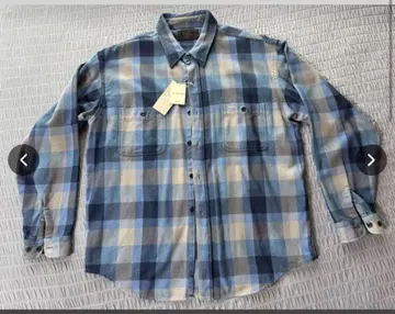 빔즈 ATTENTION 인디고 체크 셔츠 L 사이즈 미사용품