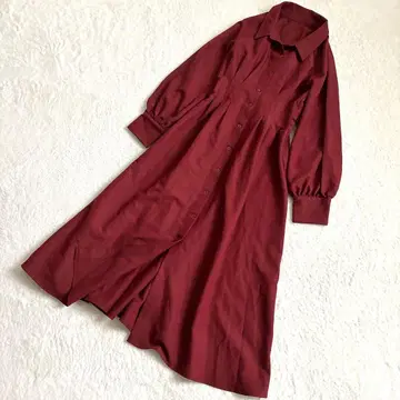 RESEXXY 리젝시 볼륨 소매 셔츠 원피스 보르도 F