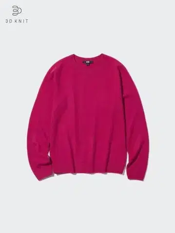 미착용 유니클로 3D 캐시미어 크루넥 스웨터 진한 핑크 M