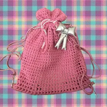 니트 냅색 핑크