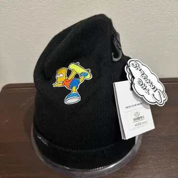 택 포함 미사용 새상품 바트 심슨 니트 모자 블랙