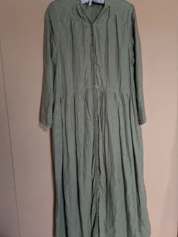 네스트로브 린넨 원피스 카키색 긴팔 일본제