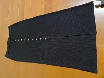 리브 편직 버튼 타이 스커트 9호 블랙