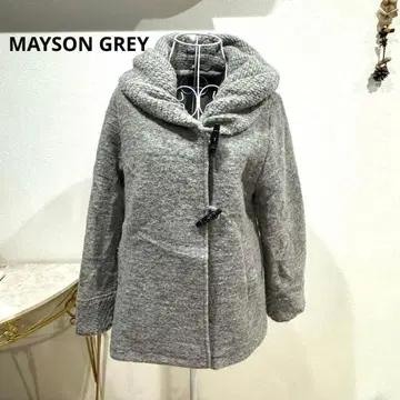 메이슨 그레이 후드 부착 더플 코트 그레이 M 울 혼방