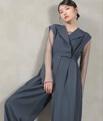 시어 탑 스탠드 아웃 컬러 올인원 팬츠 드레스 파티 결혼식