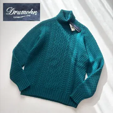 새상품 DRUMOHR 케이블 니트 이탈리아제 터틀넥 L 그린