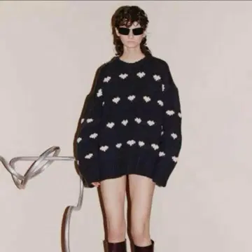 NKNIT 니트 pattern KNIT 그레이 하트 니트