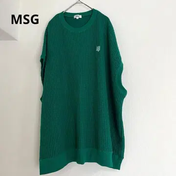 [엠에스지] 와플 니트 L 베스트 그린 레이어드 로고 자수 가을