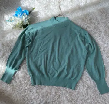 [ 미셸 클랜 ] 민트 그린 하이넥 니트 38(M) 긴팔