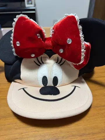 미니 마우스 캡 선바이저 빨간색 리본 포함