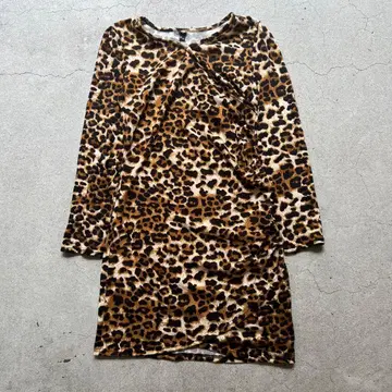 레오파드 롱 슬리브 드레스 XL 사이즈