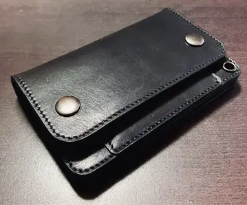 최고급 가죽 사용 총 손바느질 xyz 오리지널 트래커 지갑 도치기 안장