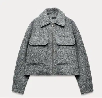 새상품급 ZARA 부클레 크롭 자켓 그레이 L 사이즈