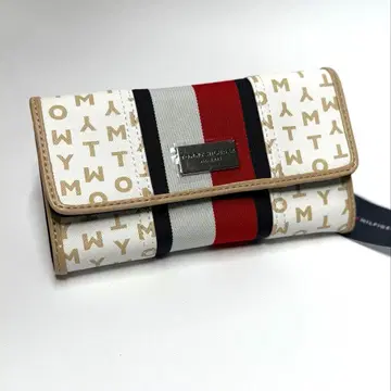 타미힐피거 모노그램 3단 폴더형 장지갑