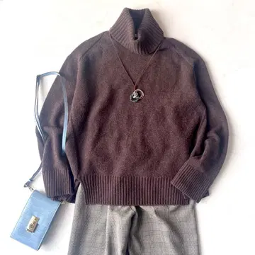 새상품급 프레임워크 울 캐시미어 터틀넥 니트 브라운