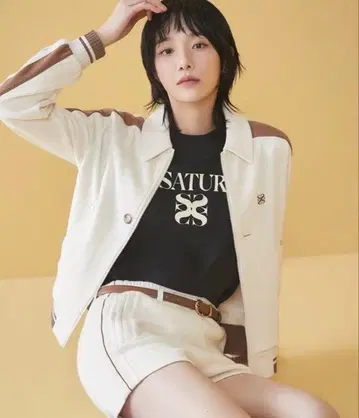 SATUR 컬러 트랙 집업 자켓 크림