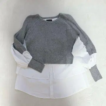 라지엠 도킹 니트 레이어드 벌룬 소매 miu 계열 패션 왕홍 M