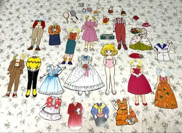 쇼와 레트로 종이 옷 갈아입히기 인형 세트 컬러풀 의상 1980년대 B