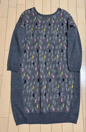 네이비 제페토 아두이트리스테스 그레이 니트 원피스 긴팔