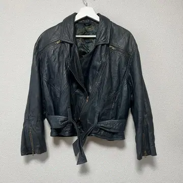 그린 천연 가죽 라이더 자켓 구제 의류