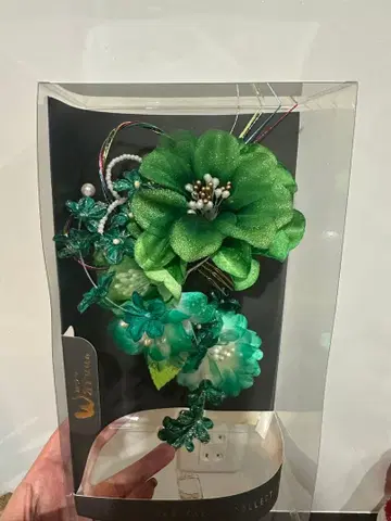 [ 새상품급 ] 성인식 그린 컬러 꽃 장식 일본 정통의상 소품 졸업식