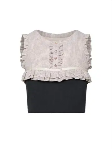 AOORA 투톤 체크 민소매 탑 S