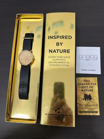 아날로그 손목시계 블랙/우드