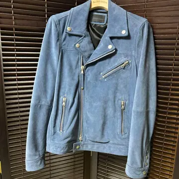 스웨이드 라이더 자켓 파랑