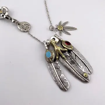 실버 925 남성용 초커 이글 페더 마리화나