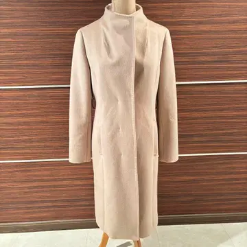 쿠 드 샹스 캐시미어 혼방 I 라인 스탠드 윙카라 코트 베이지 36