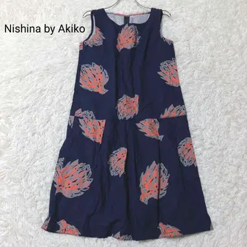 니시나바이아키코 여성용 원피스 네이비 7호 슬리브리스 올 패턴