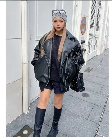 쥬에티 jouetie 인조 가죽 라이더 MA-1 자켓