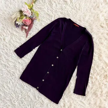 [ AMACA ] 아마카 리브 니트 가디건 면 100% V넥 일본제 긴팔