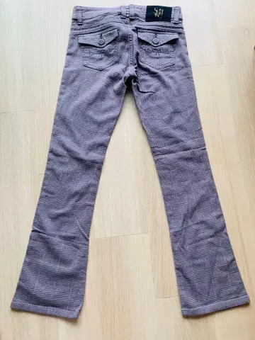 SOMETHING (썸씽) 체크 무늬 스트레이트 팬츠 부츠컷 스타일