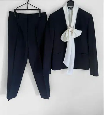 플라스테 네이비 노카라 수트 셋업 팬츠 수트