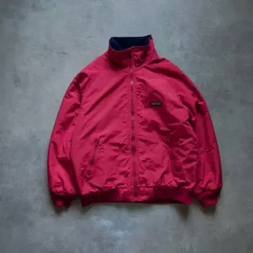 랜즈엔드 90s 스콜 재킷 쇼트 기장 나일론 플리스 빨간색 네이비