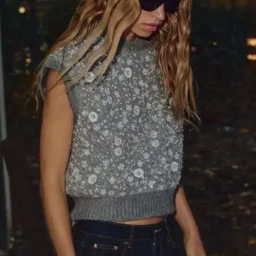 자라 니트 비즈 스팽글