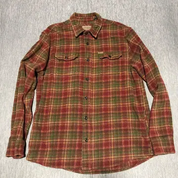 ORVIS 플란넬 긴팔 셔츠 빨간색 그린 체크