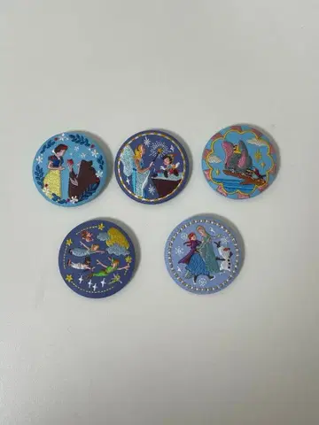 Disney Characters 자수 캔뱃지 5개 세트
