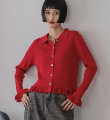 로리즈팜 밑단 프릴 가디건