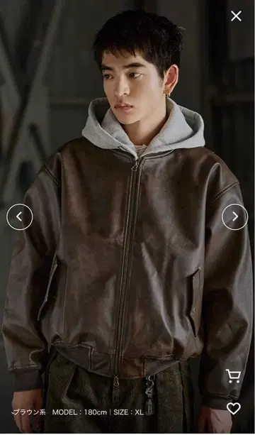 bleme PU 인조 가죽 더블 지퍼 MA-1 플라이트 자켓 브라운 계열