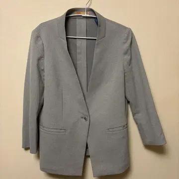 그레이 노카라 자켓 울 혼방