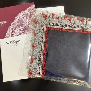 치카자와 레이스 타월 손수건 캣워크 네이비