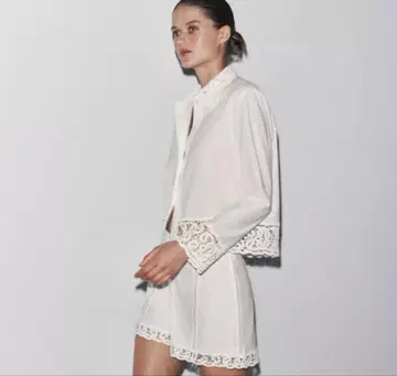 ZARA ZW COLLECTION 크로셰 셔츠 블라우스 화이트