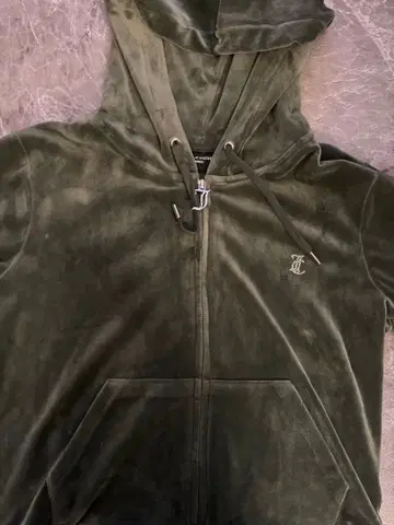 레어 Juicy Couture XL 올리브 그린 후드티