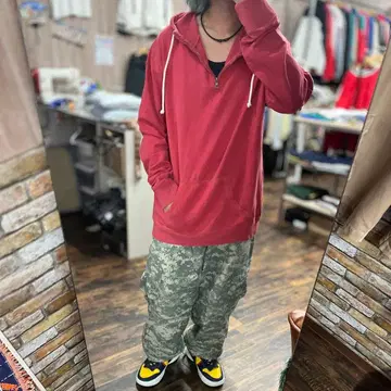 MERONA L 하프 지퍼 아노락 아메카지 구제 의류 집업 후드티