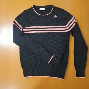 adidas 블랙 핑크 라인 니트 스웨터 S 골프 스키
