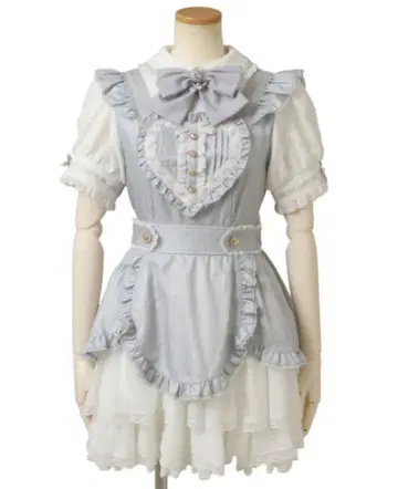 LIZLISA 하트 에이프런 원피스 스카이블루 양산형