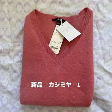 새상품 UNIQLO 유니클로 캐시미어 100% V넥 스웨터 L 핑크